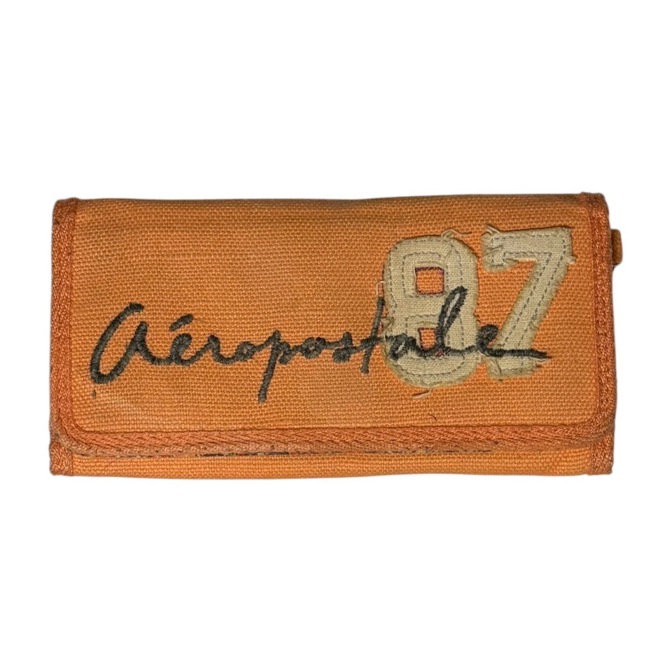 Cartera Aeropostale Vintage Y2K Naranja Floral y Logo Bordado Foto 1 de 4