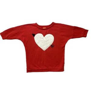 HARPER CANYON Red White Fleece Heart Love Sweatshirt Size 7 Girls Long Sleeve - Picture 1 of 7