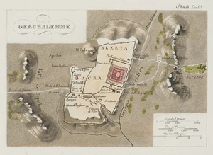 Jerusalem, hist. Karte, Aquatinta Romantik Landkarten Unbekannt (19.Jhd) - Picture 1 of 4