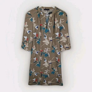 M&S Collection Floral Camel Mix Midi Dress UK 6 Non Iron - Picture 1 of 10