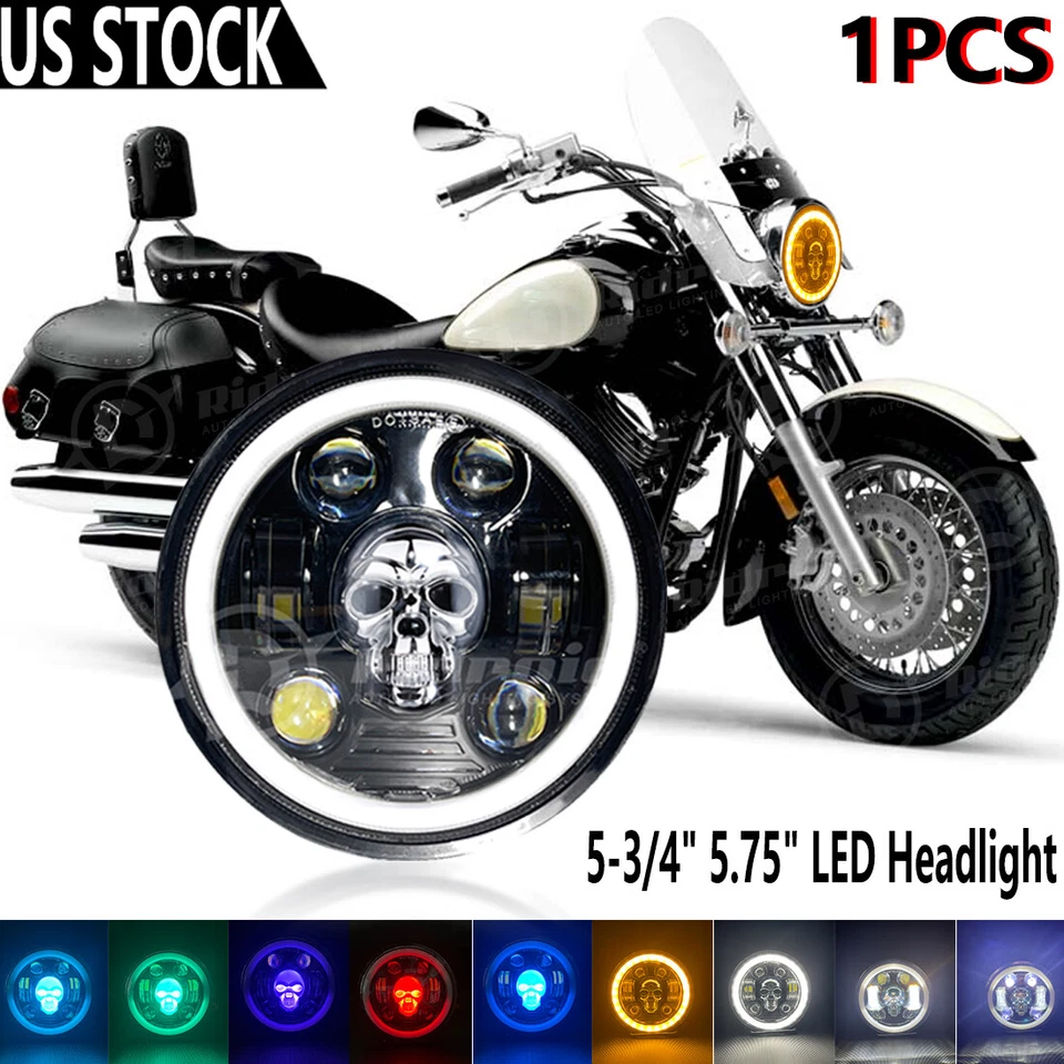 Proyector de faros LED RGB 5-3/4" 5,75" 1 PIEZA para Yamaha V-Star XVS 650 950 1100 Foto 1 de 4