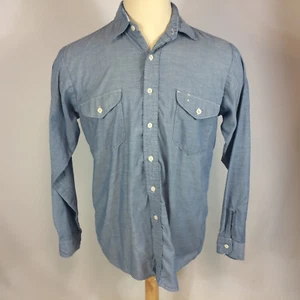 Vintage 70s OSH KOSH Chambray Distressed Worn Work Shirt Motorcycle Mechanic - Picture 1 of 8