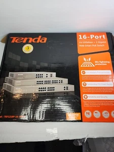 Tenda (TEF1218P-16-250W) 16-Port 10/100Mbps + 2 Gigabit Web Smart PoE Switch - Picture 1 of 3