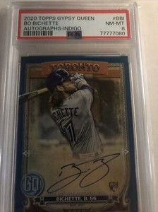 2020 Topps Gypsy Queen Bo Bichette Auto Indigo  Blue Jays PSA 8 NM/MT 72/150