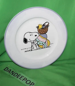 Peanuts Snoopy Dog Woodstock With Easter Egg Basket Ceramic Dinner Plate - Picture 1 of 7