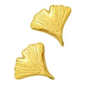 Ohrringe Ohrstecker Ginkgoblatt schöner Ohrschmuck aus 333 Gold 8 Karat Neu  - Picture 1 of 3