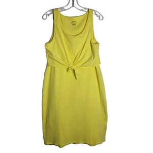 Pact Organic Cotton Yellow Dress Large Tie Front Sleeveless Side Slits Casual - Picture 1 of 7