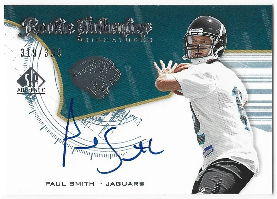 PAUL SMITH 2008 SP AUTHENTIC AUTO RC #319/399 JAGUARS TULSA GOLDEN HURRICAN V2 - Image 1 of 1