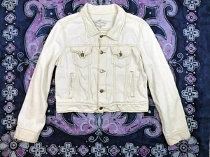 Chaqueta de camionero de mezclilla Free People para mujer talla XS marfil en el camino envejecida - Imagen 1 de 17