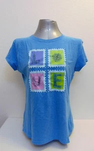 T-shirt donna blu LOVE, da viaggio, taglia M - Foto 1 di 4