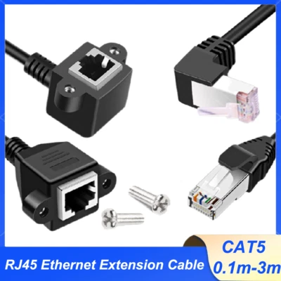 RJ45 Ethernet Extension Cable Male to Female Network Lead Cat5 With Panel Mount - Image 1 of 4