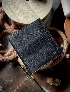 Schwarze Herren-Geldbörse mit Straußenbein, Kreditkartenbörse, Geschenke für Ihn - Bild 1 von 9