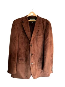 Blazer cappotto sportivo marrone uomo Norm Thompson nuovo con etichetta TG 46XL ecopelle scamosciata 5 tasche - Foto 1 di 3
