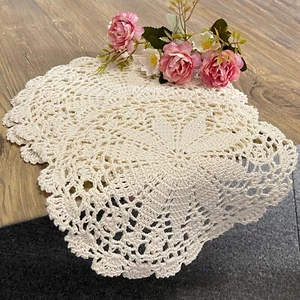 10 Inch Lace Cotton Doilies Crochet Handmade Table Placemats, Beige, Pack of 4 - Picture 1 of 5