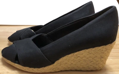 "Zapatos Chaps cuña para mujer talla 9 cómodos tacones de yute 3"" punta abierta" Foto 1 de 4