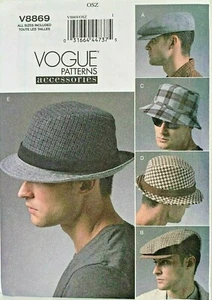 VOGUE V8869 HERREN FENDORA STIL MÜTZEN ODER MÜTZEN SCHNITTMUSTER 5 STILE GRÖSSE S-XL - Bild 1 von 9