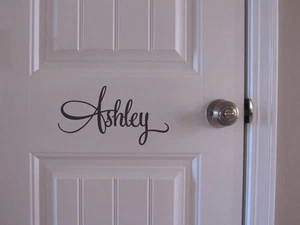 Custom Fancy Swash Cursive Your Words Name Wall Door Sticker Nursery Decal - Picture 1 of 8