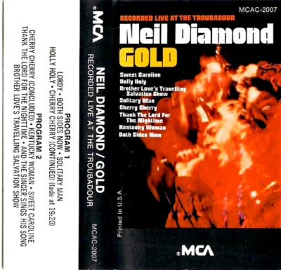 NEIL DIAMOND GOLD / Recorded Live at The Troubadour - Tested Cassette (1980) - Image 1 of 3