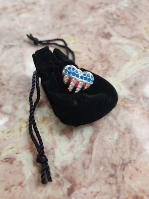 施华洛世奇天鹅美国国旗美国心形翻领别针水晶水钻 — 第 1/2 张图片