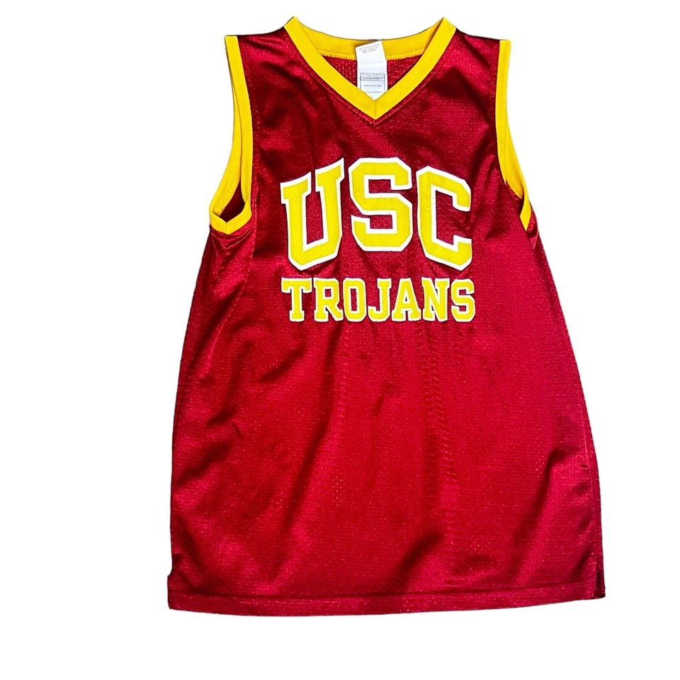 Camiseta deportiva de baloncesto troyana USC para niños grande cardenal dorada sin mangas de nailon Foto 1 de 4