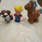 Fisher Price Little People Lil Movers Farm Lot 3 pcs Eddie Dog Collie Horse 