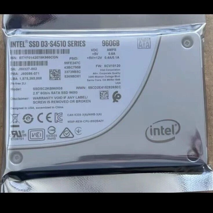 New Intel 960GB S4510 SSD SATA III 6Gb/s 2.5" Internal SSD SSDSC2KB960G801 - Image 1 of 1