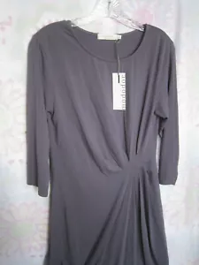NWT mododoc women's M medium gray 3/4 sleeve soft jersey dress gather waist $78 - Picture 1 of 11