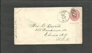 PHILIPPINES, 1901, CBU AUX ÉTATS-UNIS, PAPETERIE POSTALE, CEBU ANNULER - Photo 1/2