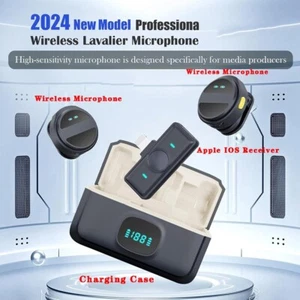 Wireless Lavalier Microphone for iPhone/Android,Lapel Mics w Type C/IOS Receiver - Picture 1 of 18