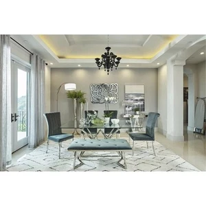 Coaster Beaufort 6-piece Dining Set Dark Gray Velvet and Chrome - Picture 1 of 5