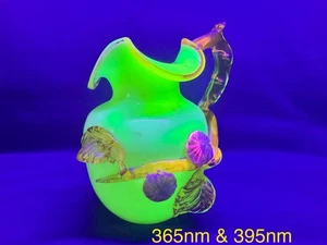 Uranium Glass Victorian Opaline Vase Flowers & CadmiumStevens & Williams Art - Picture 1 of 24
