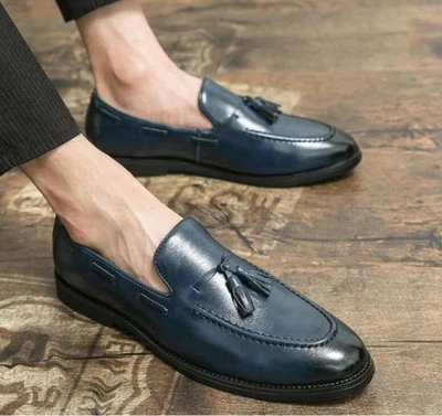 Zapatos Oxford Para Hombre Punta Redonda Imitación Cuero Borla Negocios Informales Sin Cordones Fiesta Foto 1 de 4