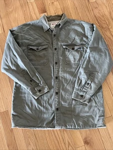 Levis Mens Sherpa Lined Jacket L Regular Fit Light Green White Tab Work Shirt - Picture 1 of 9