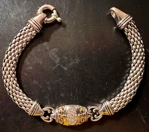 Gabrielle Bruni 14k Yellow Gold and Sterling Silver Diamond Mesh Bracelet - Picture 1 of 4