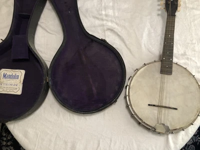 Antique Bruno Mandolin Banjo with Accessories 8 String  Mother of pearl inlay - Image 1 of 4