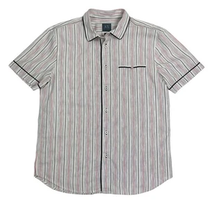 ARMANI EXCHANGE Striped Shirt Men's L Short Sleeve Normcore Boho Festival Light - Picture 1 of 10