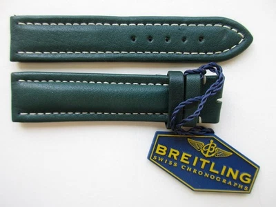 Correa de reloj Breitling UTC verde genuino 20-18 de cuero - ¡con ETIQUETA! Foto 1 de 4