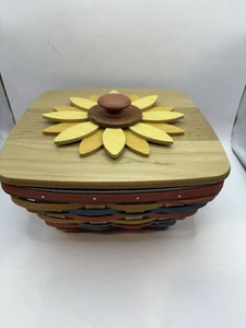 Panier tournesol Longaberger 2017 avec couvercle et protecteur - Photo 1/6