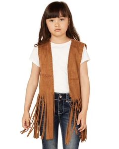 Fornia Little Girls' Fringe Faux Suede Vest - 9FRNGVST2CML-YTH X-Large - Picture 1 of 4