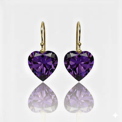 Amethyst Herz Ohrring 925 Sterlingsilber Schmuck Februar Geburtsstein für Sie - Bild 1 von 4