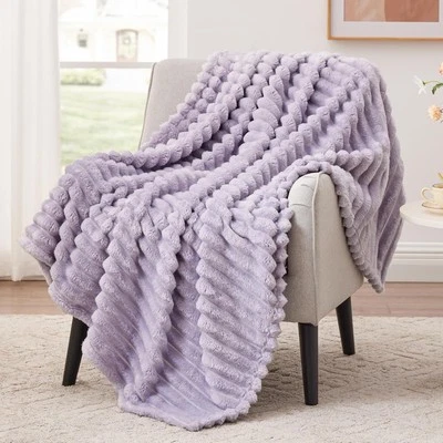Fleece Blanket Throw XL Cozy Lightweight 3D Turtle Shell Jacquard for Couch Bed - Image 1 of 4