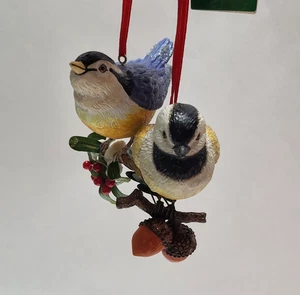 2 Kurt Adler Christmas Tree Bird Ornaments Chickadee Bird & Nuthatch Acorn Bird - Picture 1 of 15