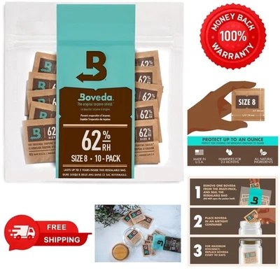 Paquete de control de humedad bidireccional 62 % diestro tamaño 8-10 paquetes - para almacenar 1 oz Foto 1 de 4
