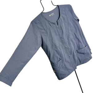 WonderWink Scrub Jacke M Vier-Stretch Langarm Knopfleiste Taschen Strickbündchen - Bild 1 von 10