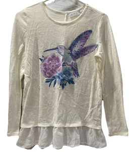 Children’s Place Girls XXL 16 Long Sleeve Shirt Humming Bird Flowers Floral - Picture 1 of 14