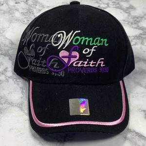 Women Of Faith Hat Ball Cap One Size New NWOT Black Pink - Picture 1 of 4
