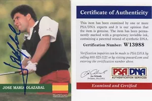 JOSE MARIA OLAZABAL MULTI-MAJOR CHAMPIONSIGNED 1991 COLLECTORS CARD PSA - Foto 1 di 1