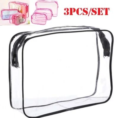GZZHONGHENG625 3 Piece Waterproof Travel Bag Transparent Makeup Toiletry Clear Wash Pouch Kit