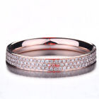Solid 14K Rose Gold Pave Setting Natural 0.45ct Diamonds Engagement Wedding Band