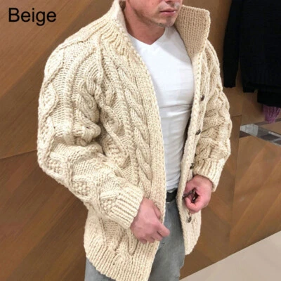 Knit Cardigan Sweater Winter Warm Mens Casual Long Sleeve Jacket Coat Outdoor - Image 1 of 4